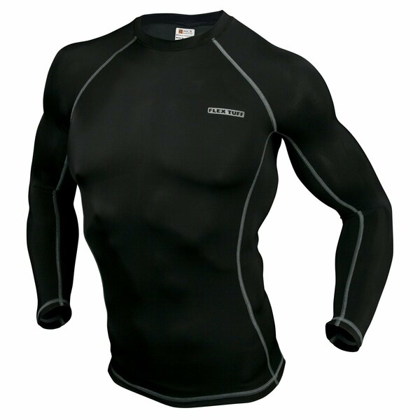 Mcr Safety Garments, FlexTuff, Long Sleeve, Undershirt, Black X4 LFTU707X4